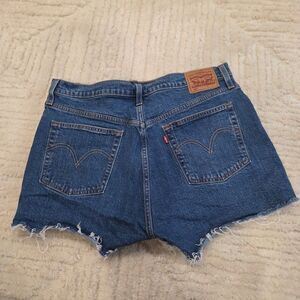 Levi's Womens 501 Blue Jean Shorts SZ 33 Button Fly High Rise Denim Jorts B20